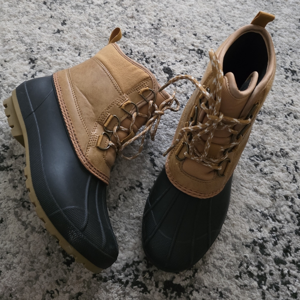 UNIVERSAL THREAD Duck Boots Rubber Soles Womens 6 Tan Black - Picture 3 of 5